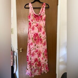 Jessica Pink Floral Sleeveless Cowl Neck Vintage Dress Size 4-6